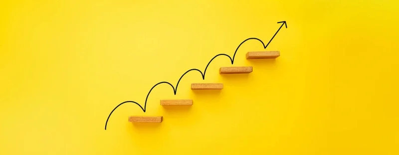 illustration, hopping up steps