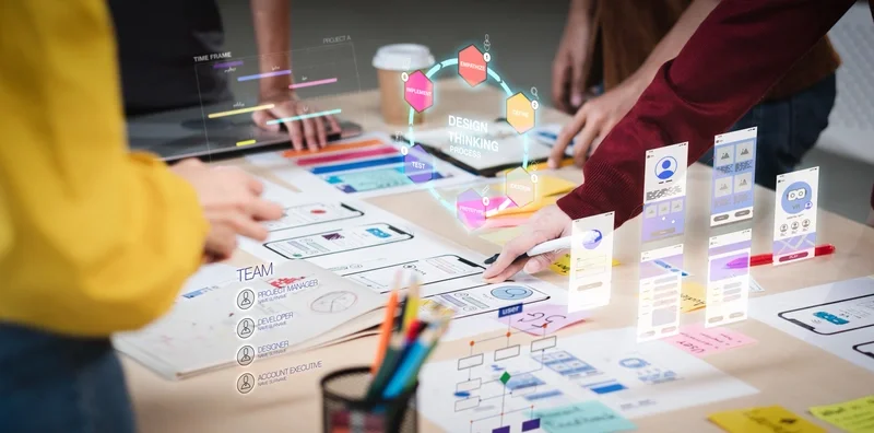 People organising digital marketing campaign