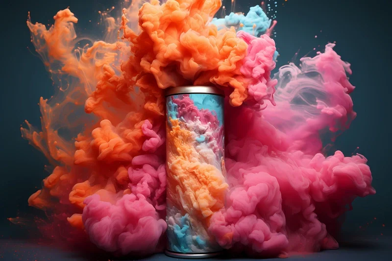 Pink aerosol exploding