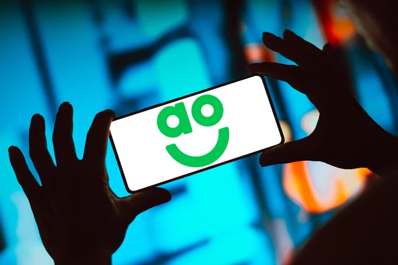 AO world logo on phone