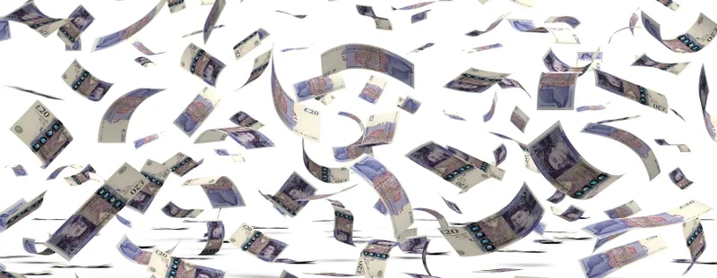 Lots of pound notes flying around