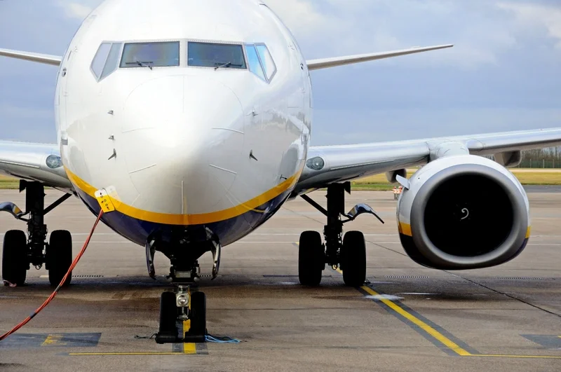 Image of Boeing plane grounded on runway