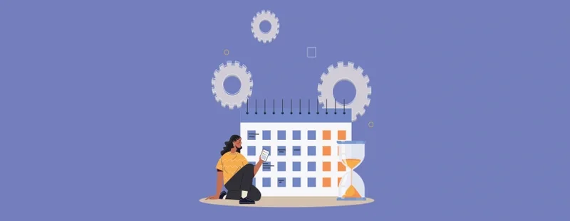 Illustration: Time, calendar, cogs and calculator