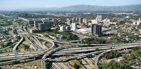 View of the freeway system in downtown San Jose