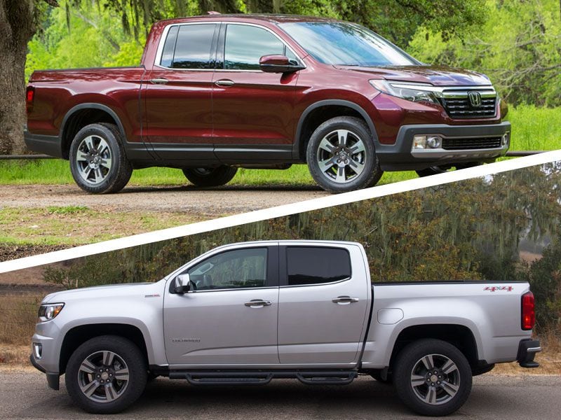 2018 Honda Ridgeline vs Chevrolet Colorado ・  Photo by Honda / General Motors