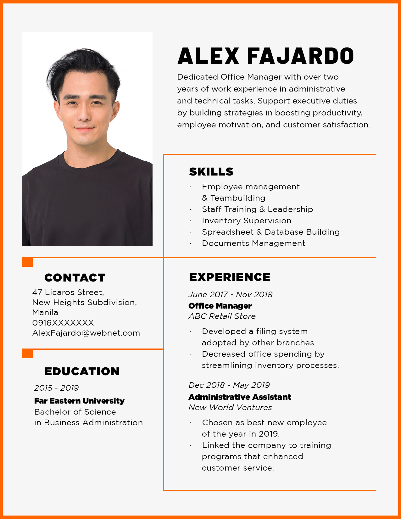 student resume sample filipino