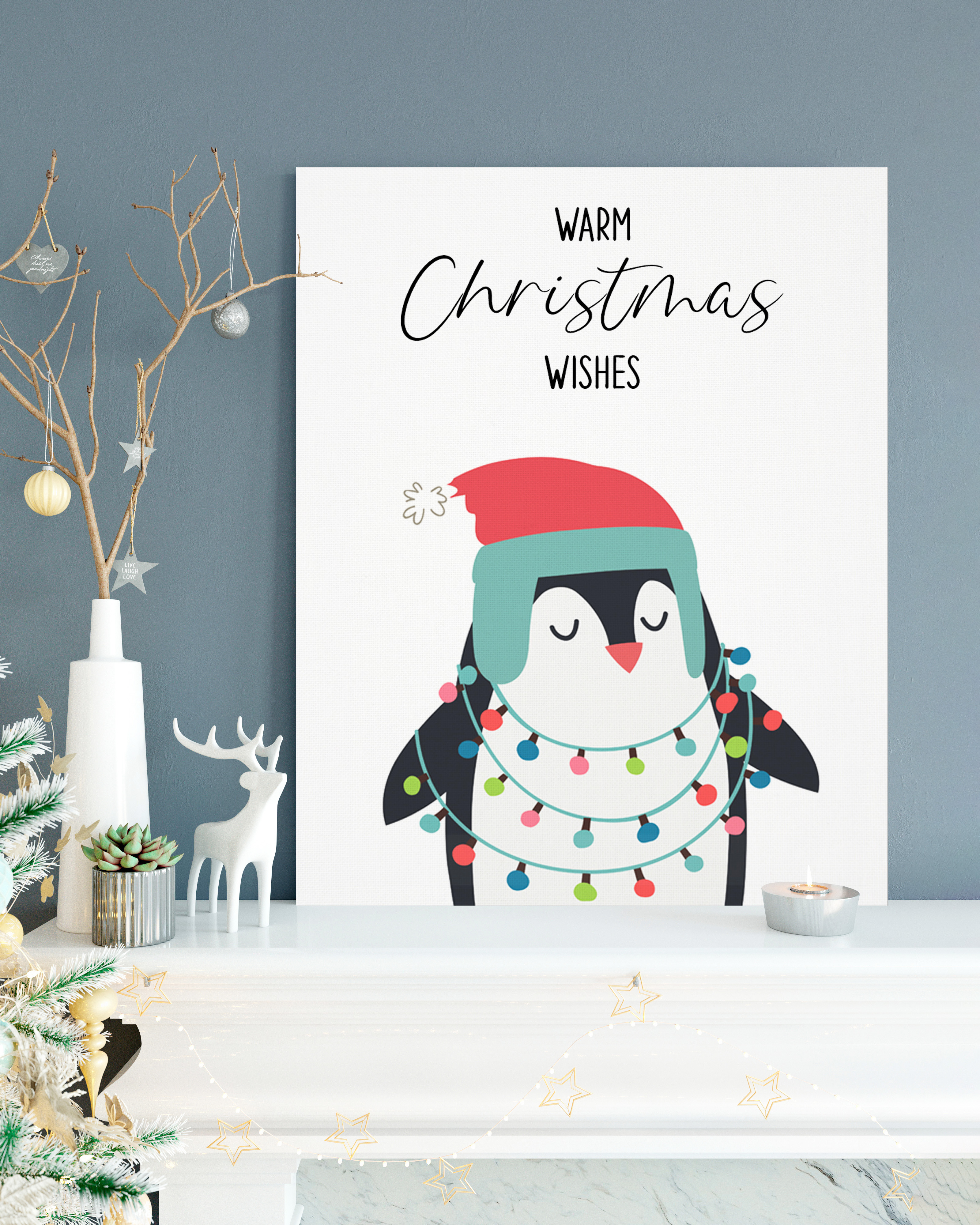 Christmas animals word art print