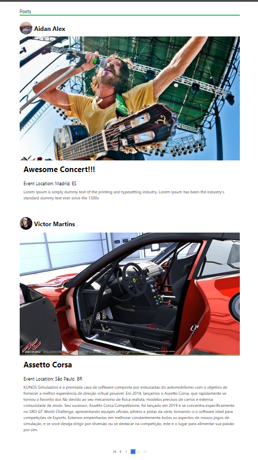 Imagem da sessão Posts Feed Page