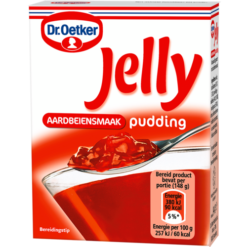 Jelly Aardbeiensmaak pudding Kookpudding Dr. Oetker
