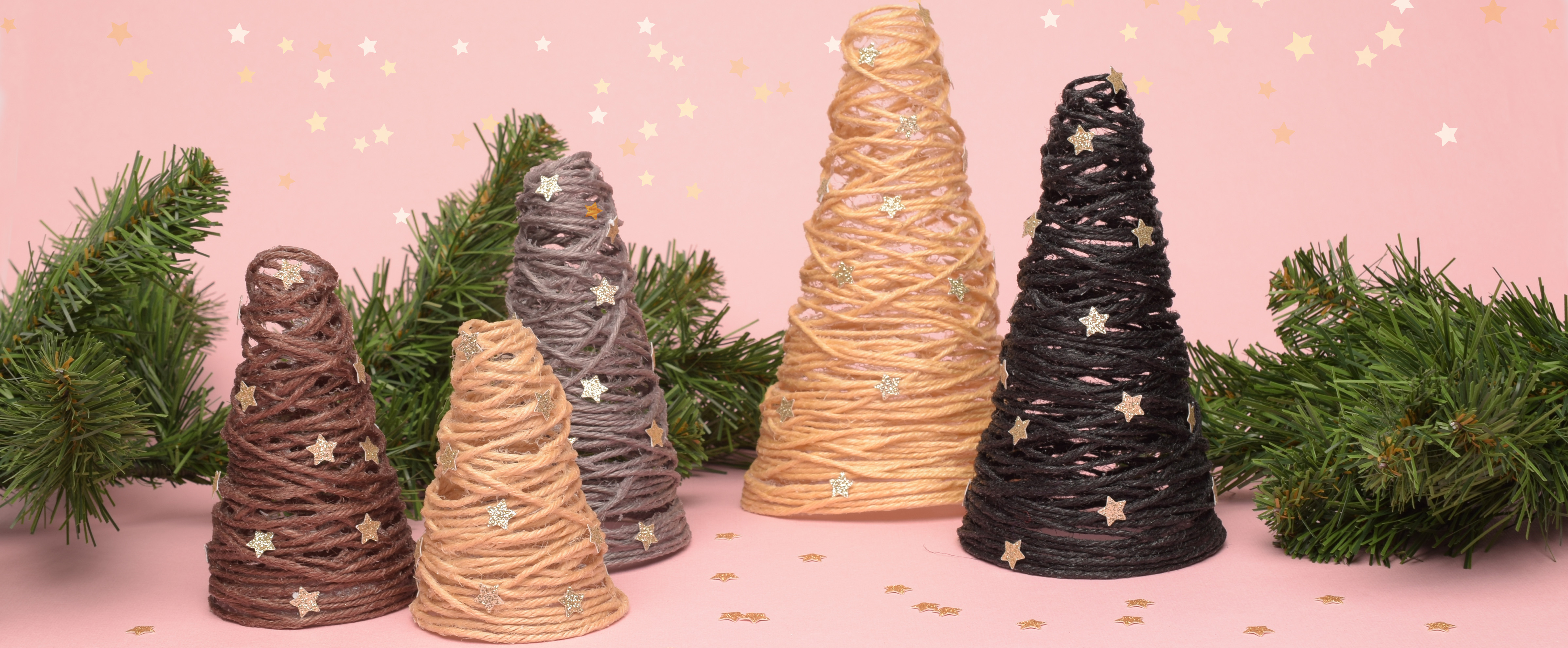 Festive Christmas tree made of jute