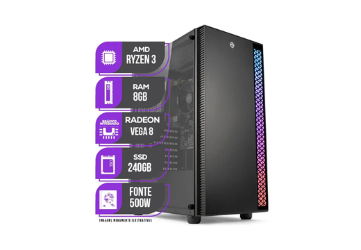 Imagem do produto PC Gamer Completo Mancer, AMD RYZEN 3 3200G, Vega 8, 8GB DDR4, SSD 240GB, Fonte 500W 80 Plus em Amazon