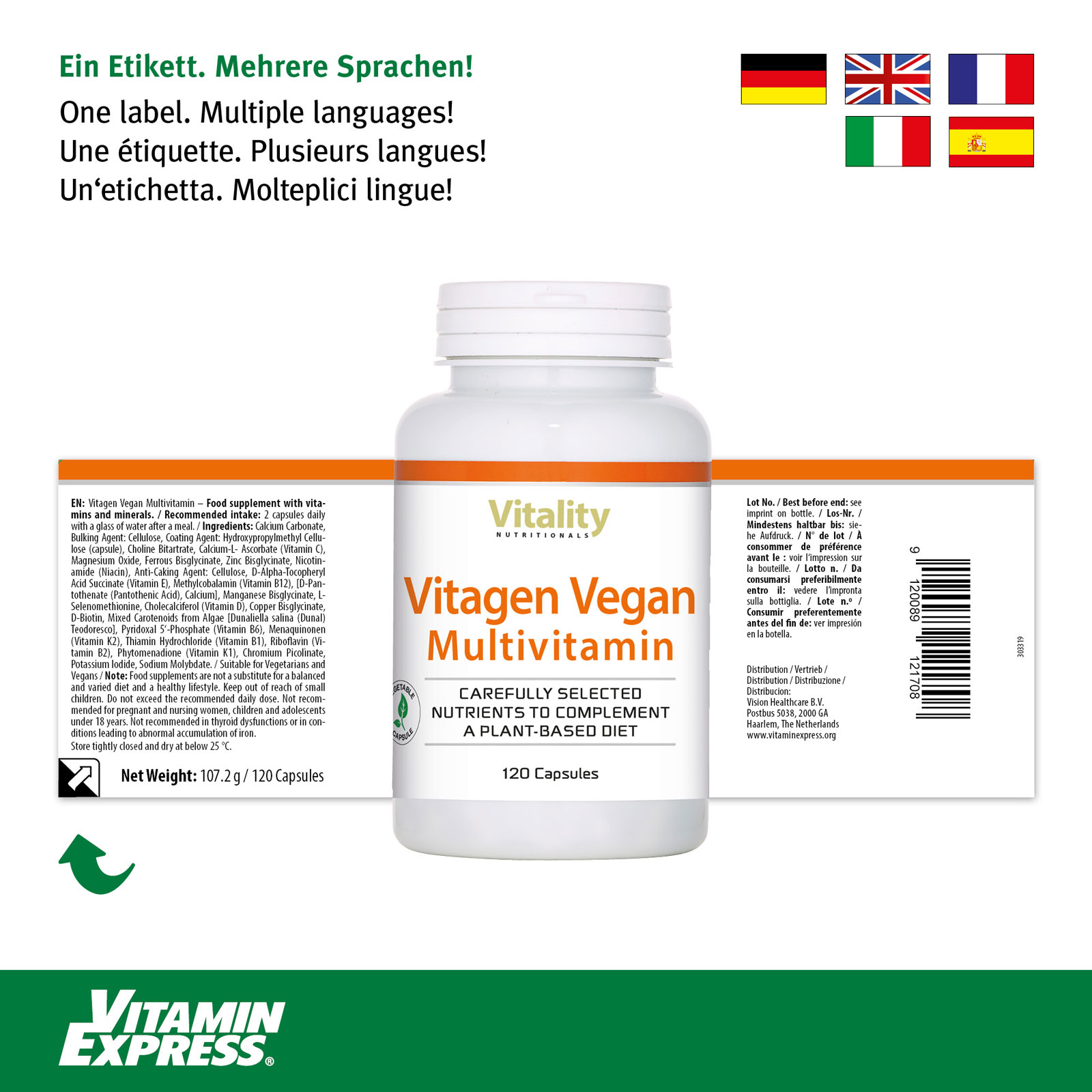 Vitagen Vegan Multivitamin Capsules | VitaminExpress Shop