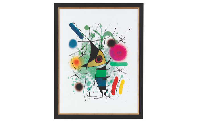Joan Miro: Schilderij'De zingende vis', ingelijst