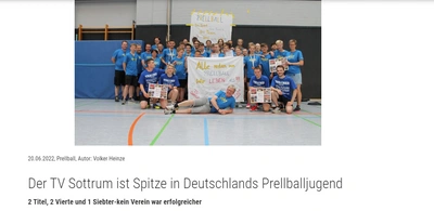 Der TV Sottrum bei der DM Jugend: Der TV Sottrum ist Spitze in Deutschlands Prellballjugend 2 Titel, 2 Vierte und 1 Siebter-kein Verein war erfolgreicher