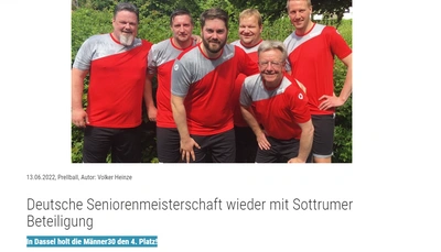 Der TV Sottrum bei der DM Senioren: In Dassel holt die Männer30 den 4. Platz!