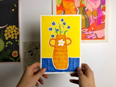 Print - vase fleuri orange