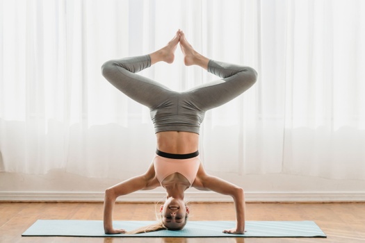 Bound Angle in Headstand