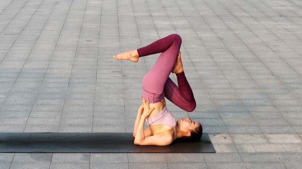 Shoulderstand Pose with Bent Legs