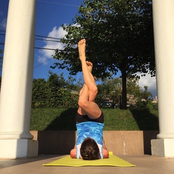 Sarvangasana with Variation (Shoulderstand with Eagle Legs)