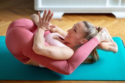 Yoganidrasana with Hands in Anjali Mudra
