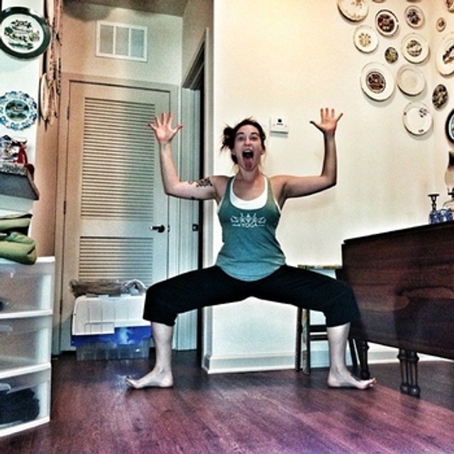 Utkata Konasana Variation (Goddess Pose with Lion Breath)