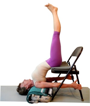 Sarvangasana with a chair and pillows