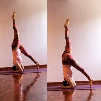 Sirsasana Practice on one-leg balance