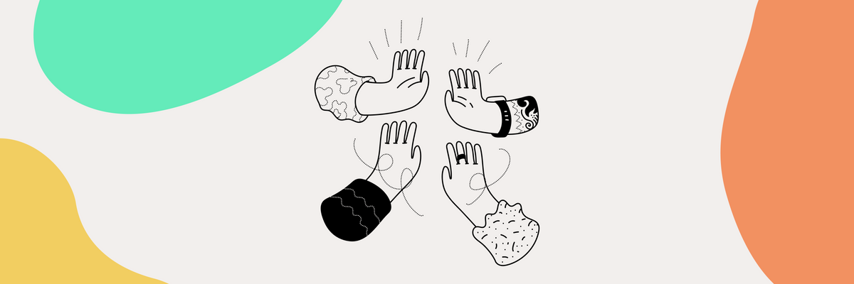 Four hands coming together for a high five.