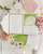 green and pink colourful wedding invite spread