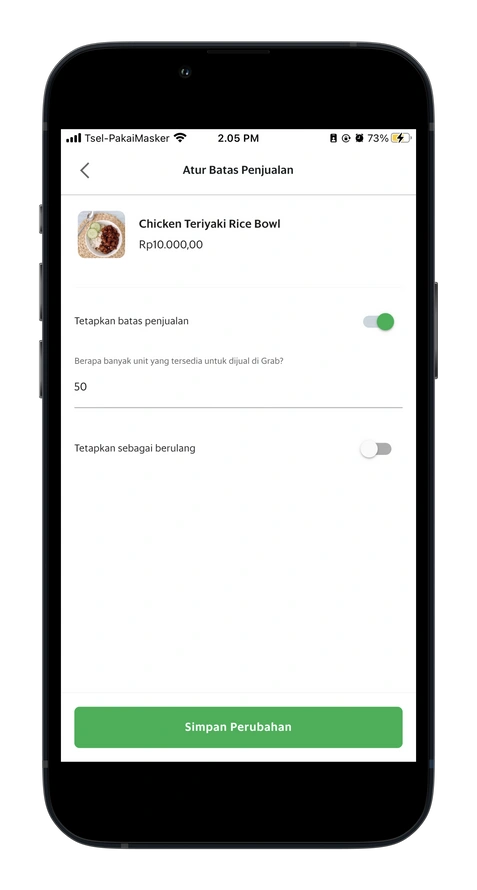 Cara mengatur stok penjualan di Aplikasi GrabMerchant