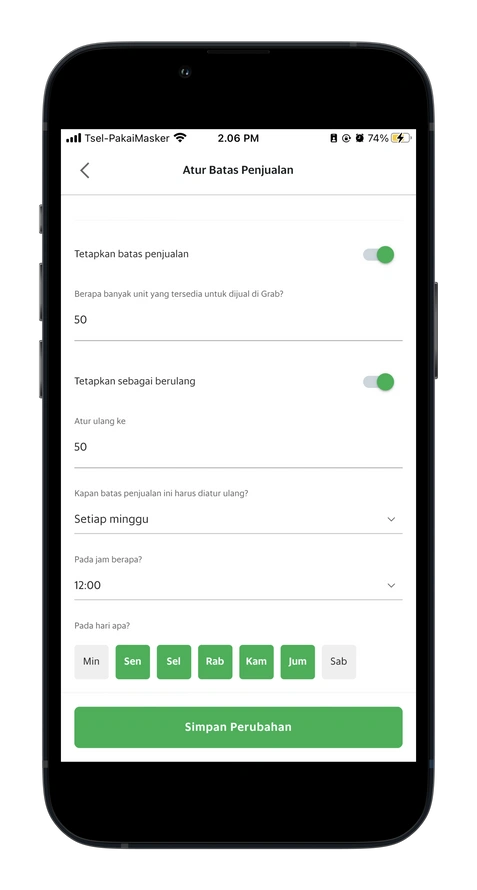Cara mengatur stok penjualan di Aplikasi GrabMerchant
