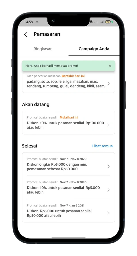 Mengatur promosi di aplikasi GrabMerchant