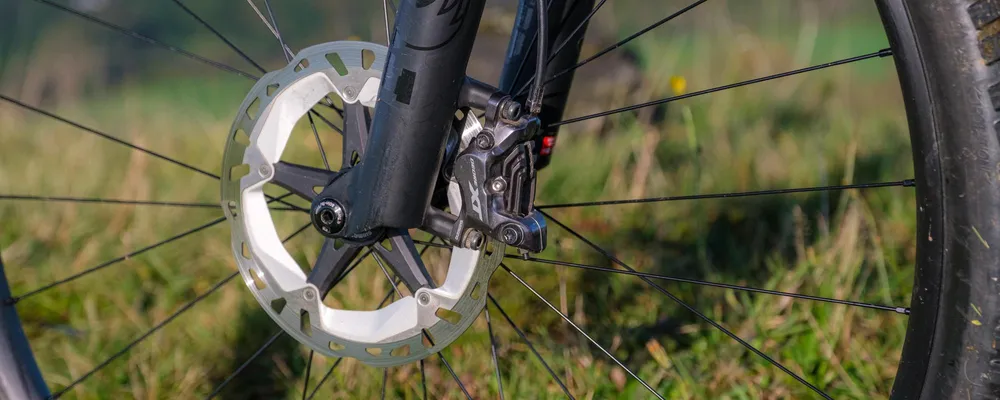 close up on a disc brake rotor