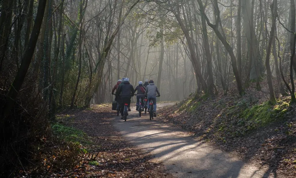 Commuters on a cycle path