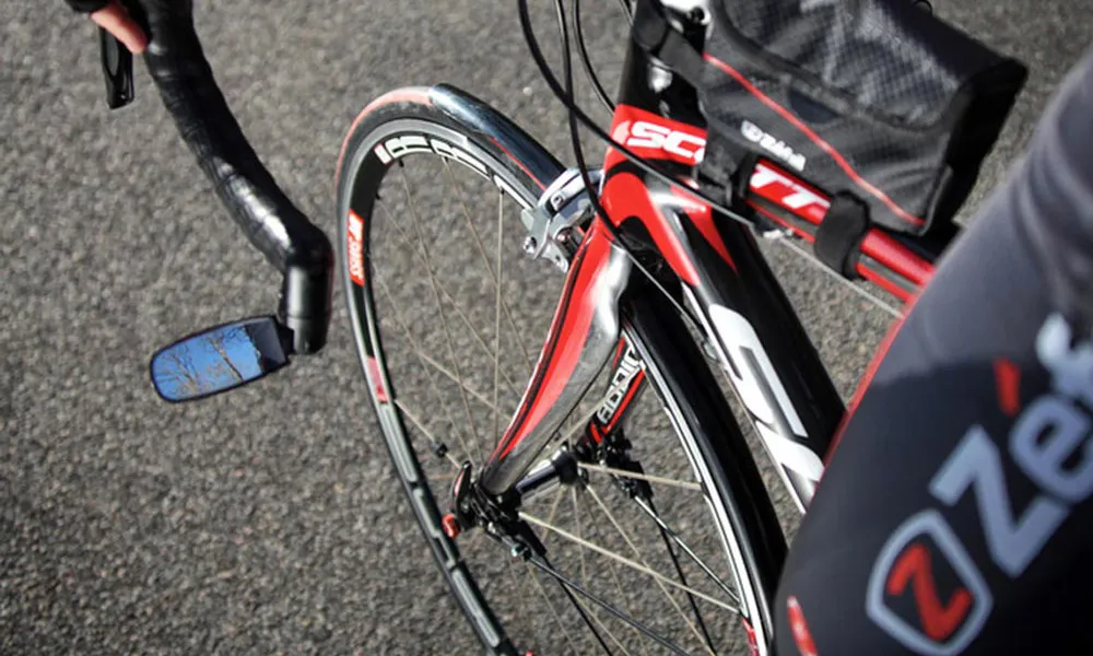 close up of a handlebar mirror