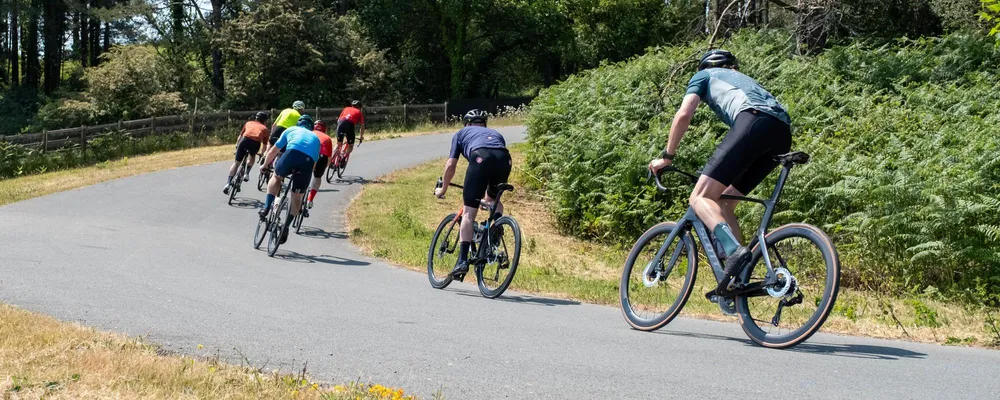 road bikes ride uphill