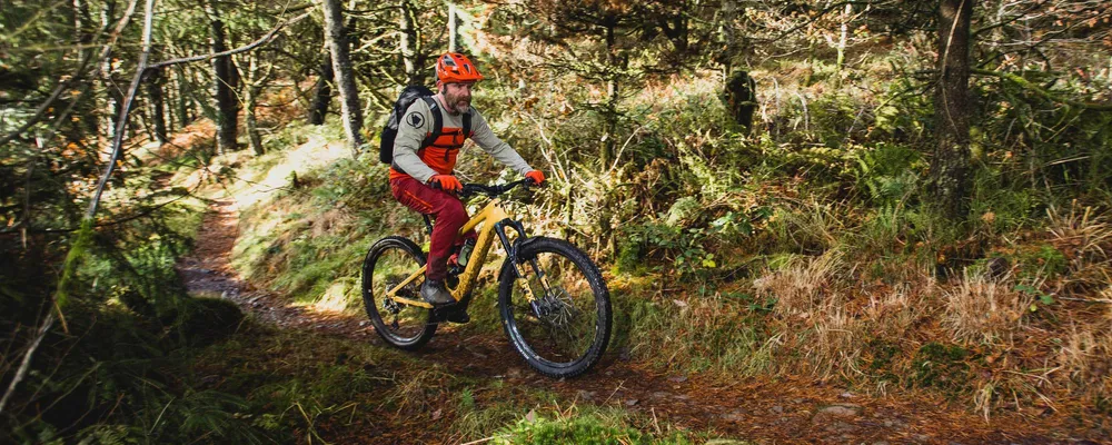 MTB rider climbing on specialized kenevo