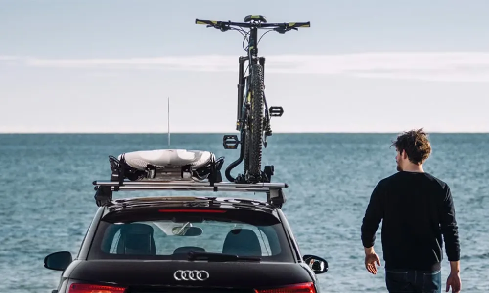 bike on a a car roof rack