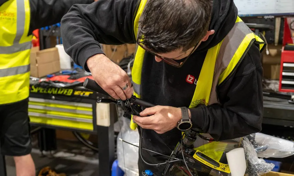 Mechanic working on a bike