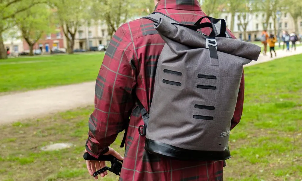 Cyclist with backpack