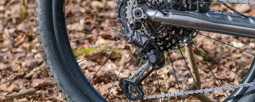 close up of a shimano xtr derailleur