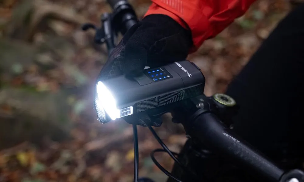 moon front bike light on handlebars