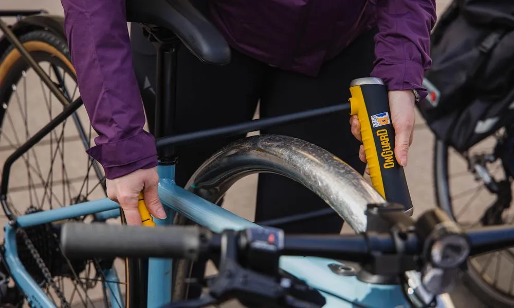 an onguard d lock is locked around a bike