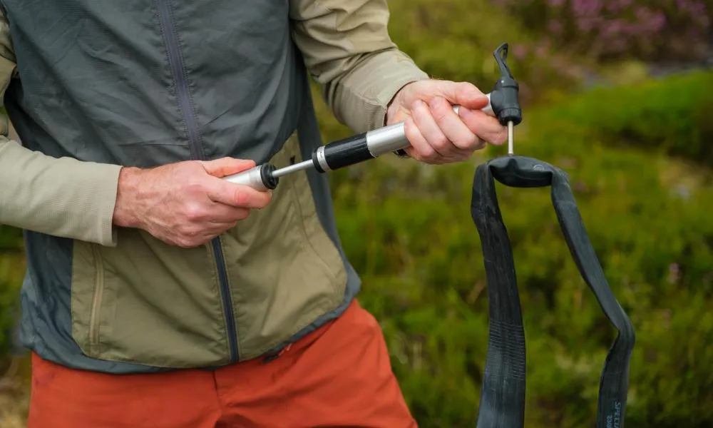 close up of an inner tube being inflated