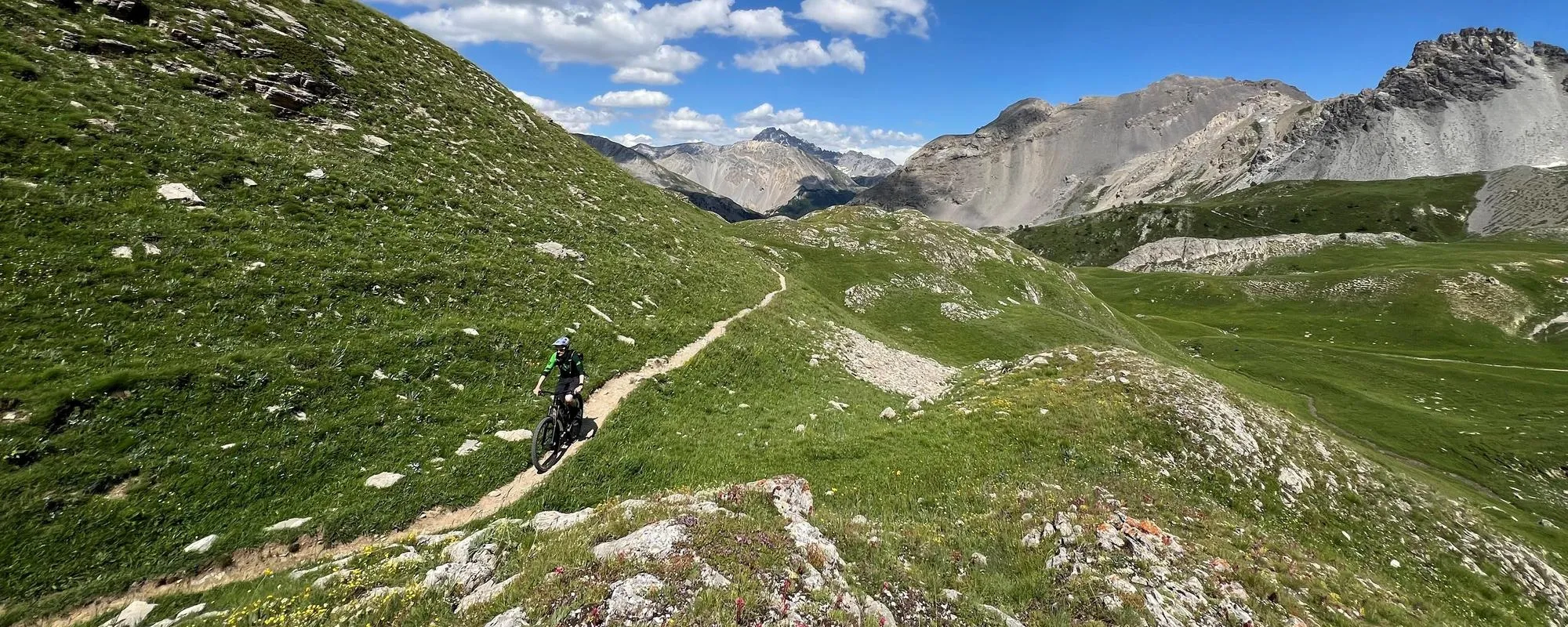 mountain bike on trail in the alps mountains