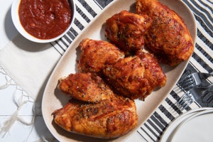 Grilled Chicken with Date-Sriracha BBQ Sauce