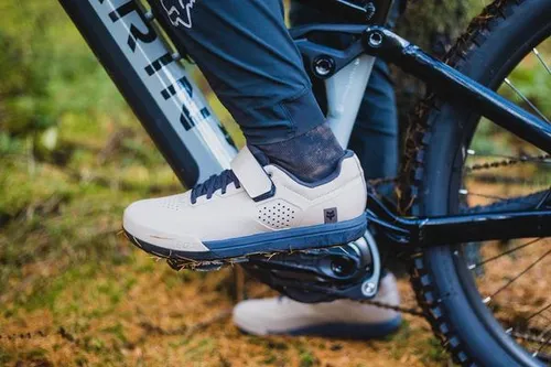 Mountain bike shoes on pedal 