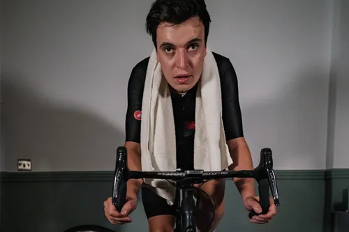 cyclist training indoors