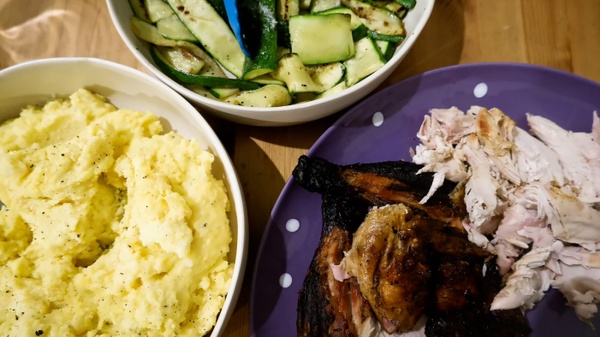 Italian BBQ chicken with courgettes and cheesy polenta
