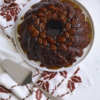 Chocolate Caramel Pecan Bundt Cake 